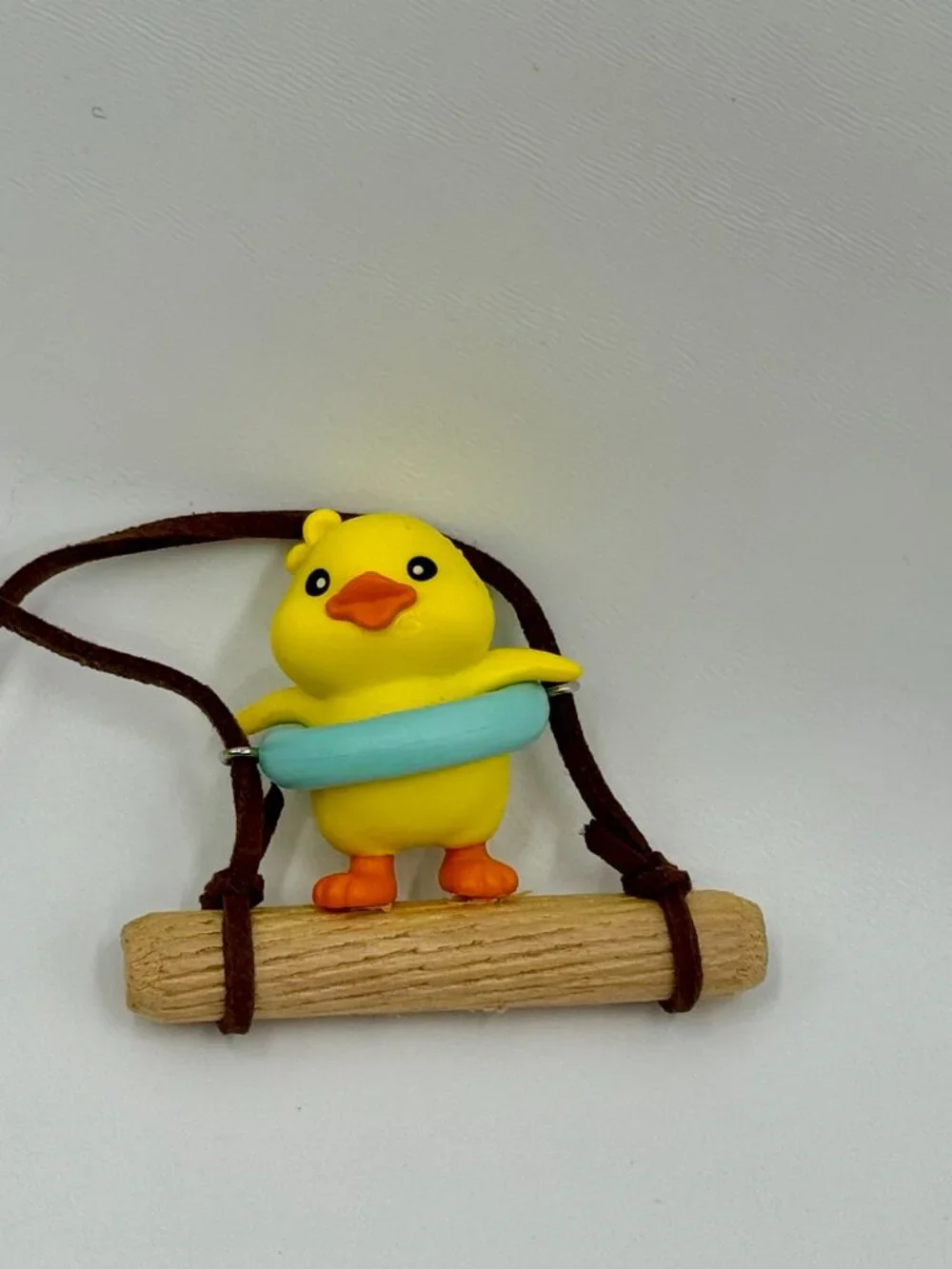 Yellow Duck With Floatie On Wood Swing - Car Accessory, Toy
